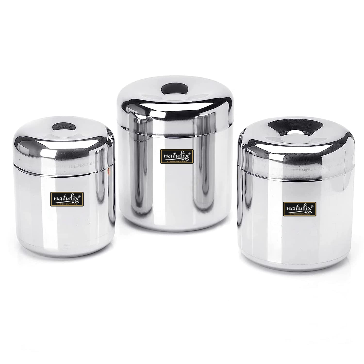 Natulix Heavy Gauge Multipurpose Small Stainless Steel Containers For Kitchen | Vertical Canisters | Ubha Dabba | Storage Contai