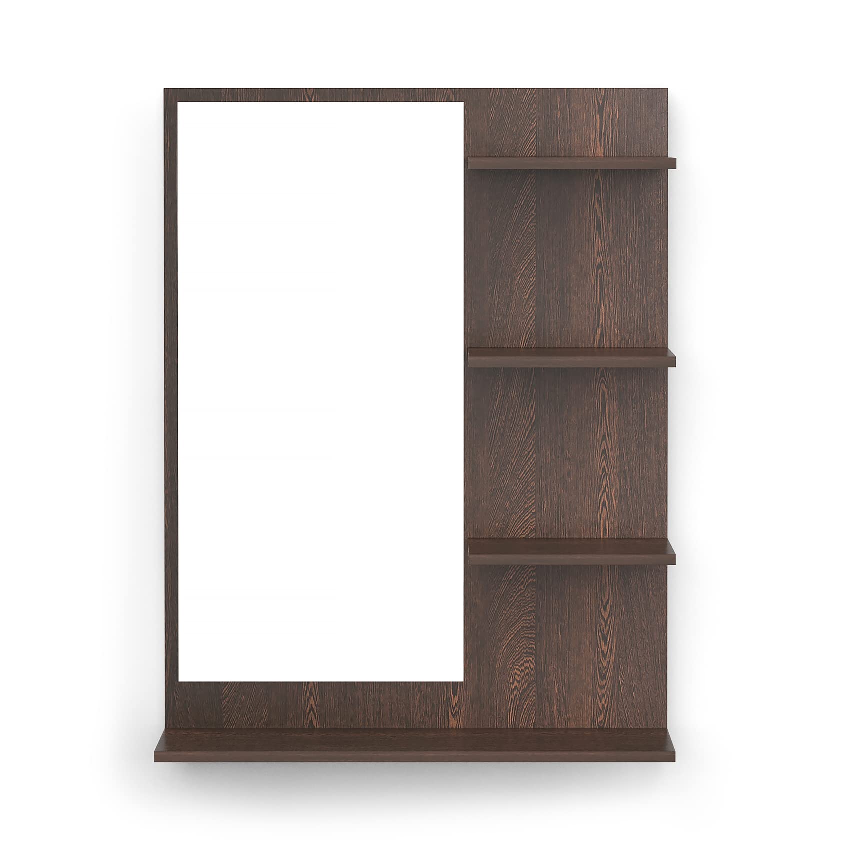 BLUEWUD Rico Mini Engineered Wood Wall Mount Dressing Table Organizer Makeup Vanity with Mirror Storage Shelves for Bedroom Home