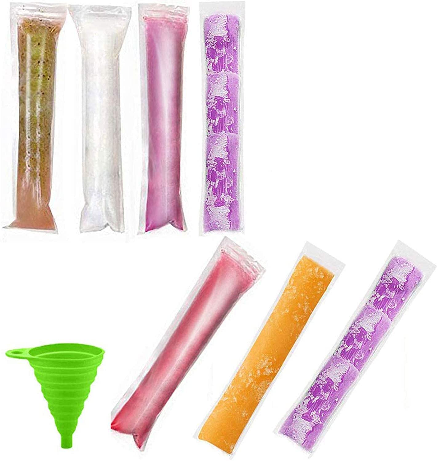 Popsicle Molds Bags, 50 Pack Diy Disposable Ice Pop Bags With Silicone Funnel (50)