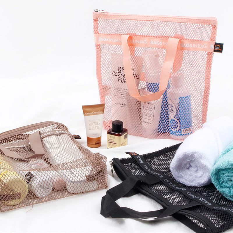 Mesh Travel Shower Caddy Tote Bag For Gym, Swim, Dorms, Bathrooms | 12''X12''X 3.5'' | Pink