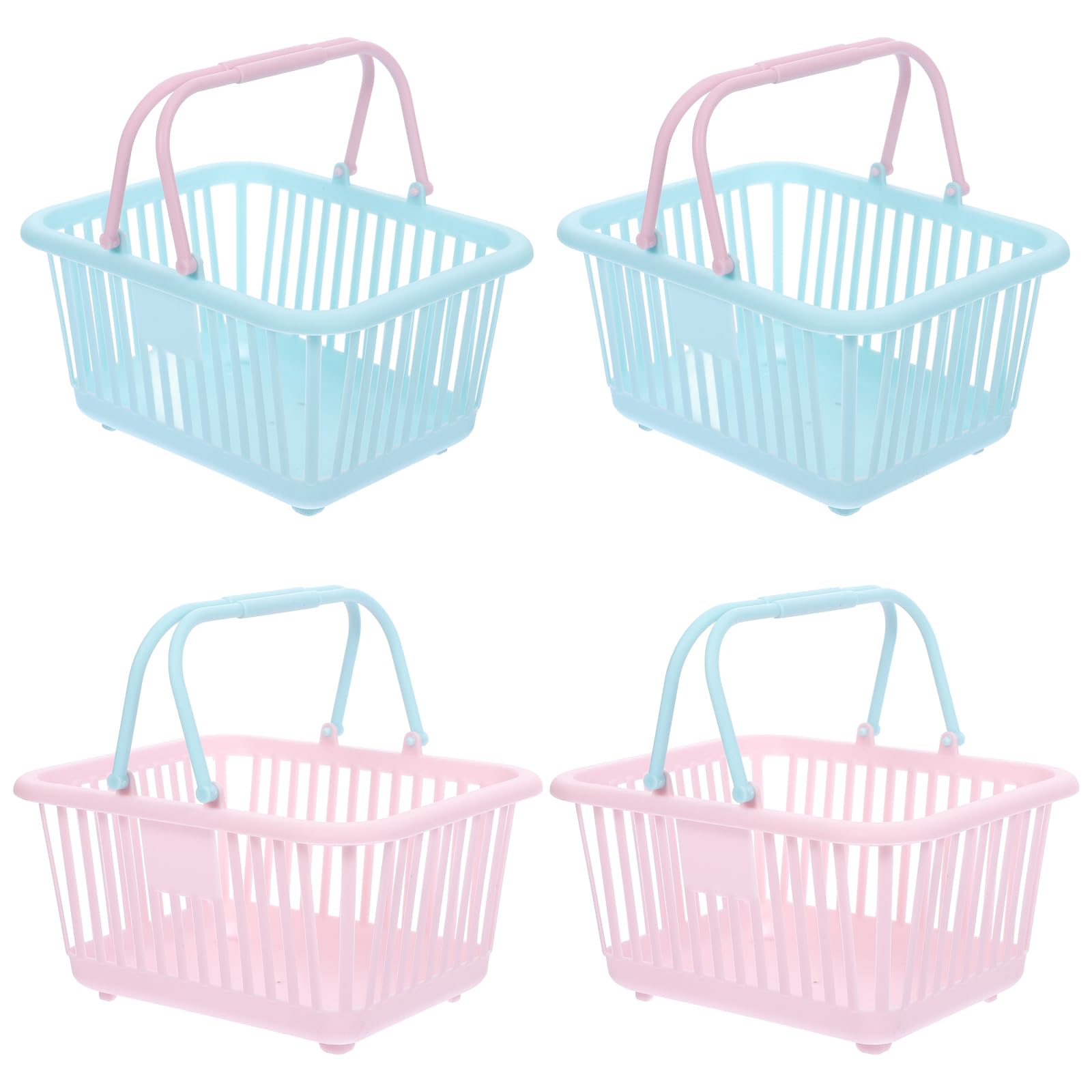 Play Store 4 Pieces Kids Small Shopping Basket Mini Plastic Grocery Baskets With Handles Retail Shopping Baskets Shower Baskets