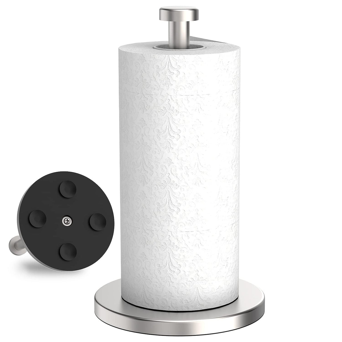 Vehhe Paper Towel Holder Countertop, Standing Paper Towel Roll Holder For Kitchen Bathroom, Paper Towel Holder Stand With Weight
