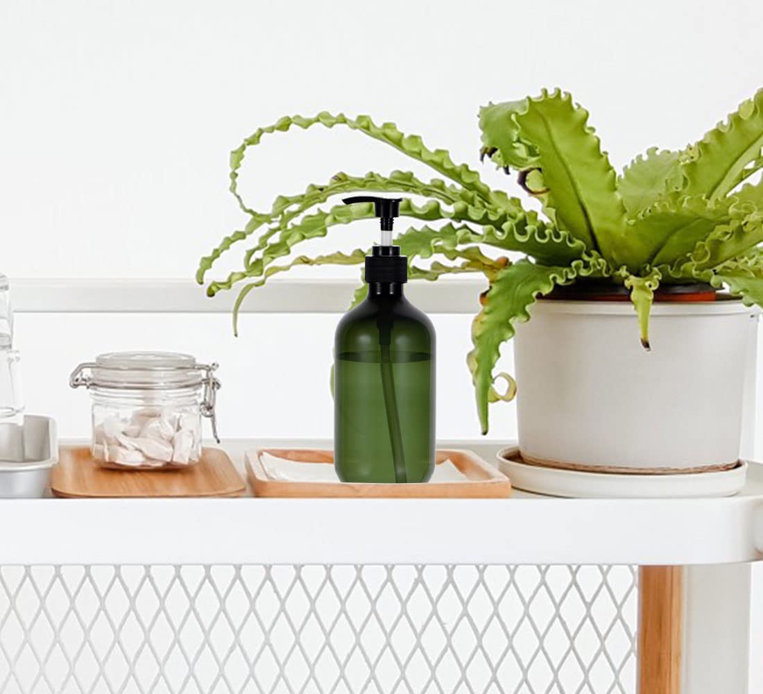 Sdoot Green Pump Bottle, 2 Pack Shampoo Bottles With Pump, 17Oz Refillable Plastic Soap Dispenser Pump Bottle For Shampoo Condit