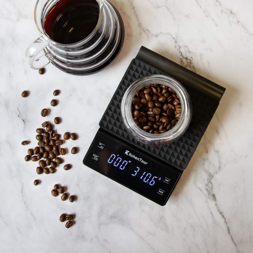 Kitchentour Coffee Scale With Timer 3Kg/0.1G High Precision Pour Over Drip Espresso Scale With Back-Lit Lcd Display (Batteries I