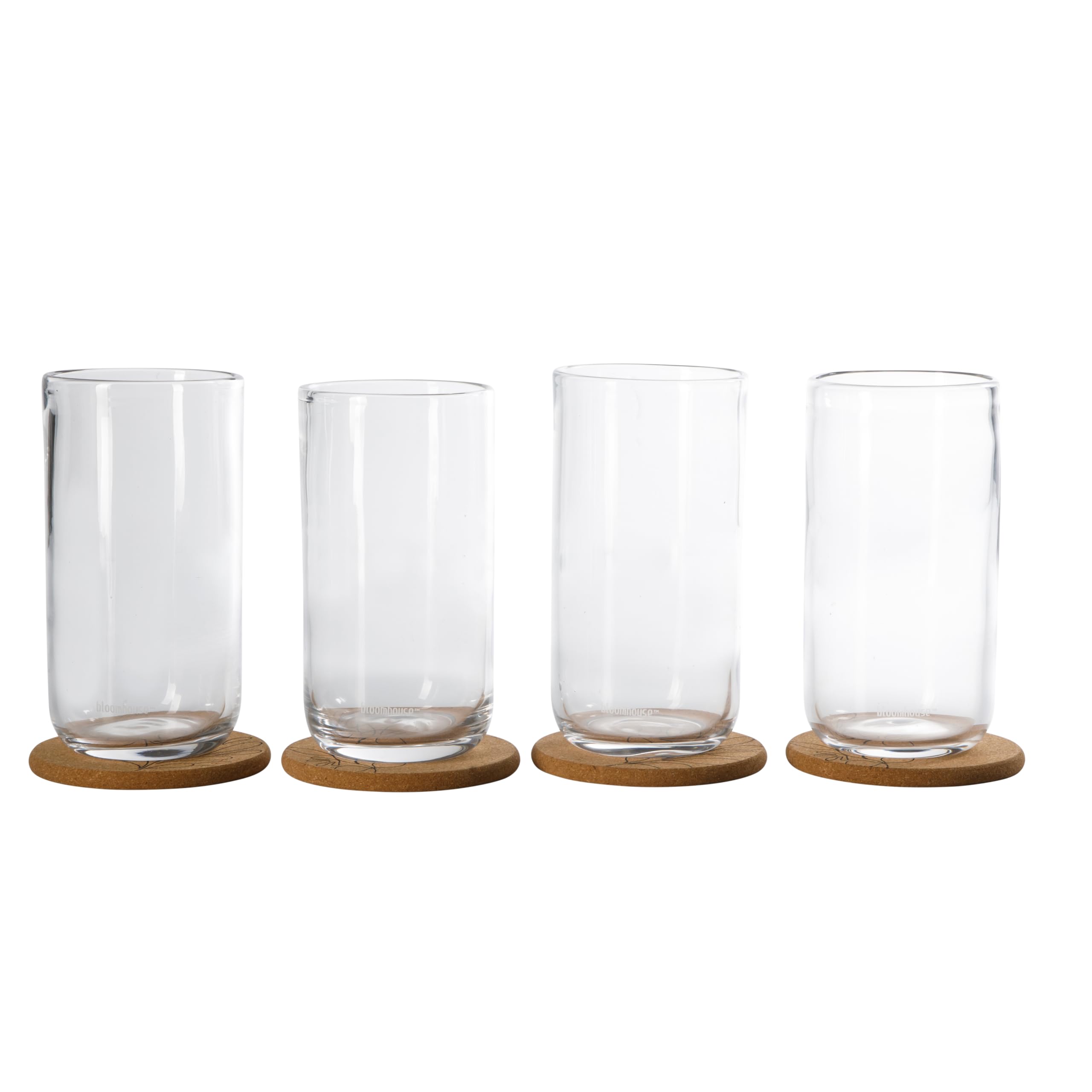Bloomhouse - Two Time Oprahs Favorite Things Winner - Sayulita Spring 4-Piece 21 oz Jadeite Clear Glass Tumbler Set - Handmade 