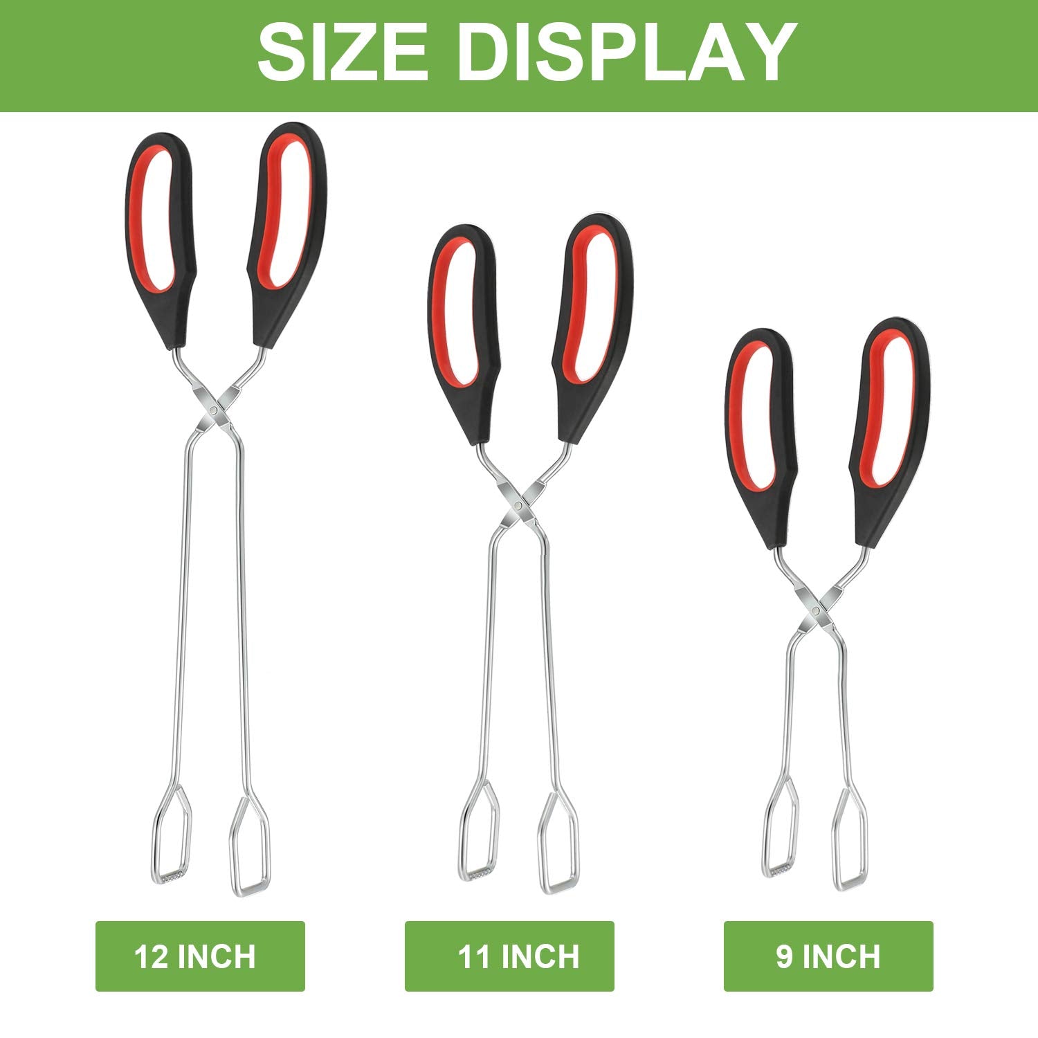 3 Pack Stainless Steel Scissor Tongs 9/11/ 12 Inch Cooking Scissor Tongs Kitchen Baking Bread Food Tong Barbecue Grilling Tongs