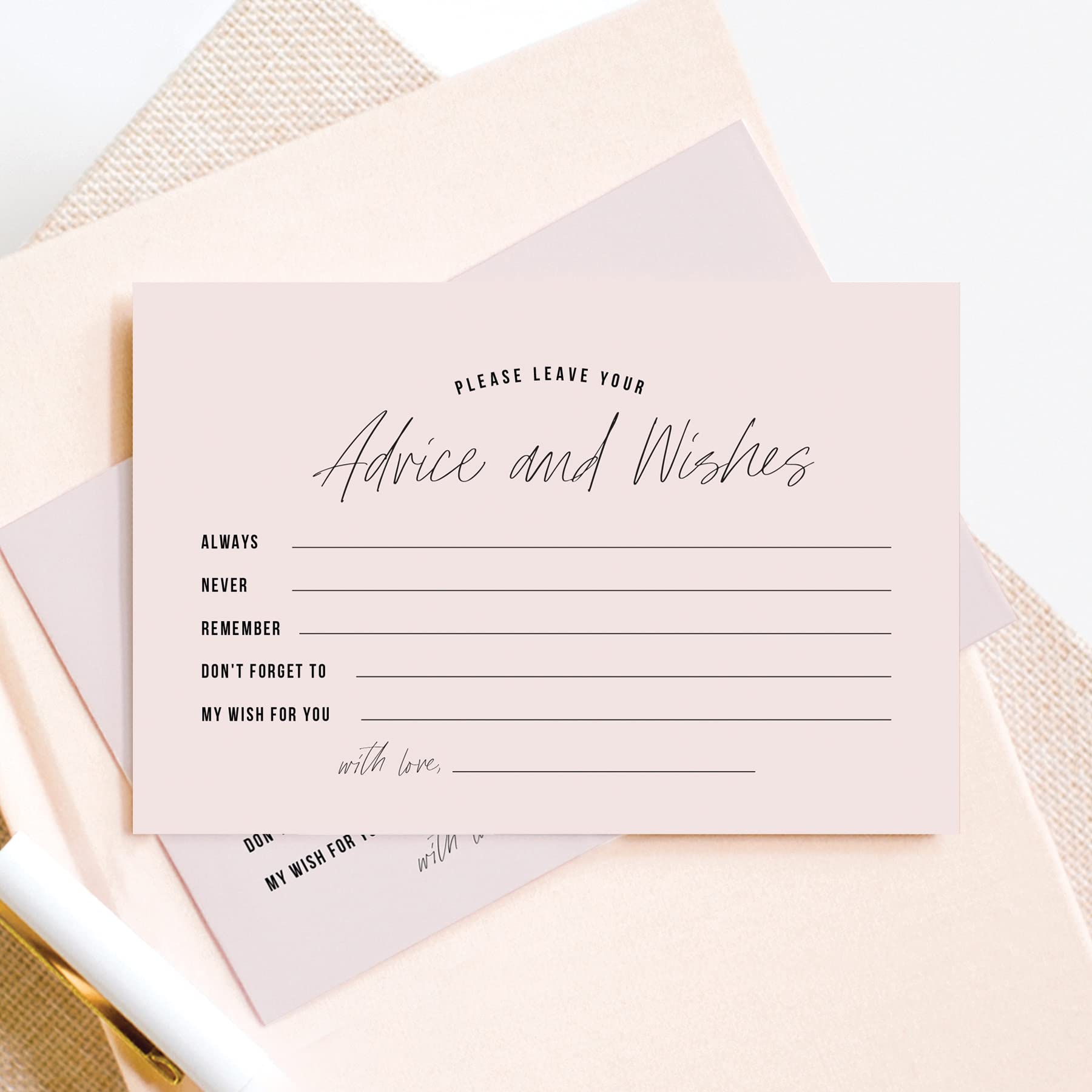 Bliss Collections Advice And Wishes Cards, Mad Libs Simple Pink, Perfect For: Bridal Showers, Wedding, Baby Shower, Graduation P