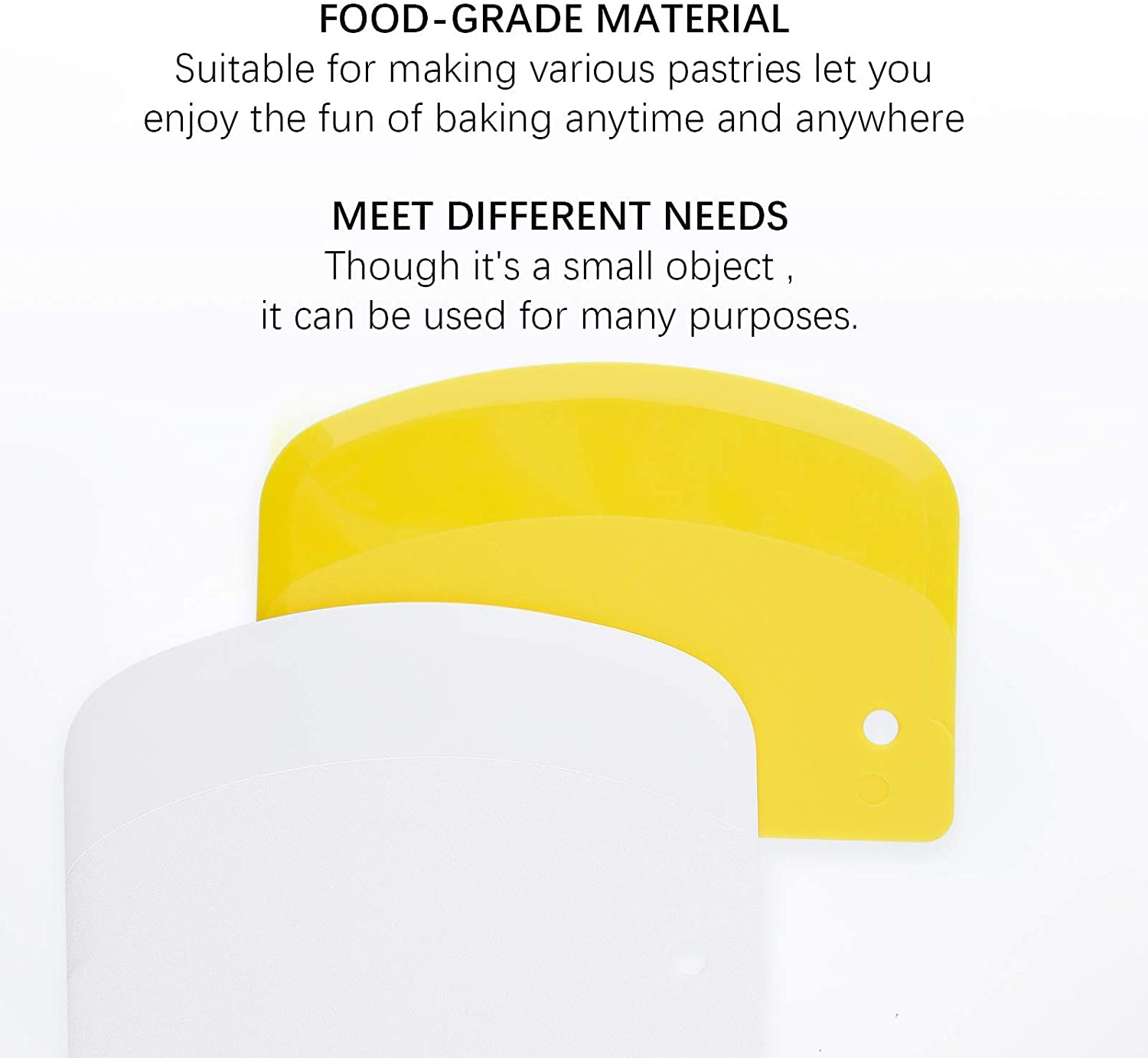 Luter 2Pcs 13.5X9Cm/5.3X3.5 Dough Scraper Plastic Pastry Cutter Bowl Scrapers Dough Bread Cutters For Cake Decorating Baking (Ye