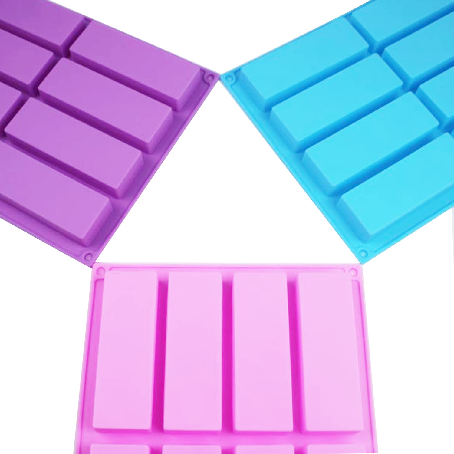 Silicone Chocolate Molds, Metluck 3 Pcs 8 Cavity Silicone Rectangle Molds Protein Bars Mold Energy Bars Candy Chocolate Molds Fo