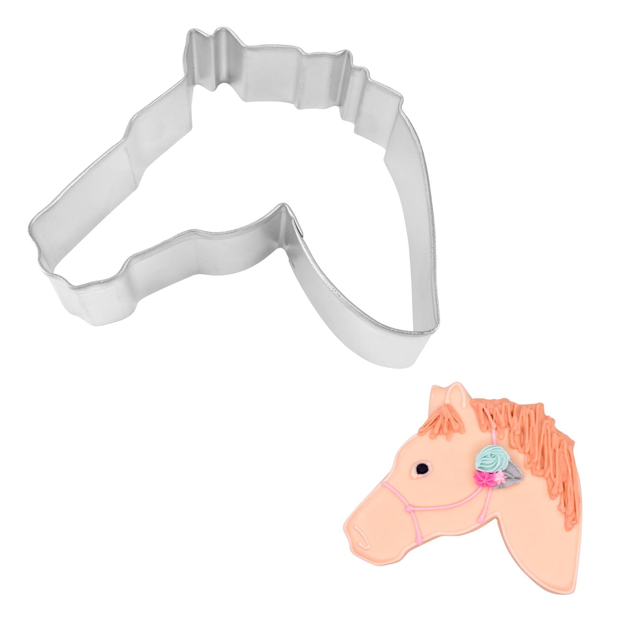 R&M Cookie Cutter, 4.5-Inch, Horse Head, Tinplated Steel