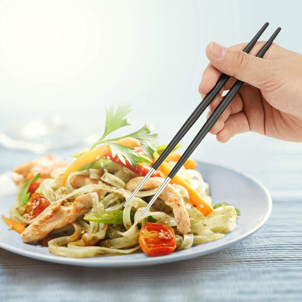 Chopsticks 304 Stainless Steel Chopstick Japanese Sushi Chopsticks Tableware Set Cuisine Tableware Small Fresh Chopsticks(Silver