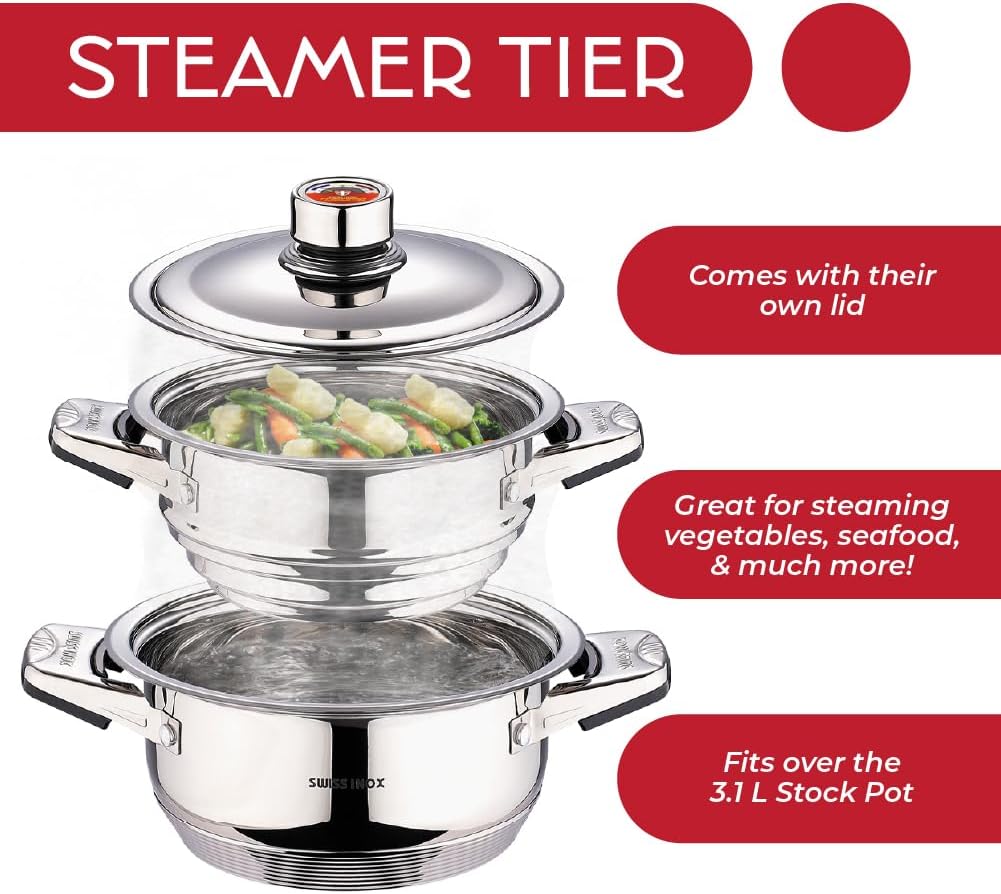 18-Piece Stainless Steel Cookware Set, Includes Induction Compatible Fry Pots, Pans, Saucepan, Casserole