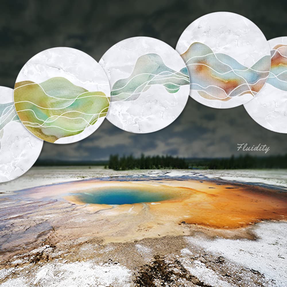 Umirro Ceramic Stone Coasters For Drinks Absorbent With Holder | Agate Style Coasters Set With White Marble Texture Background |