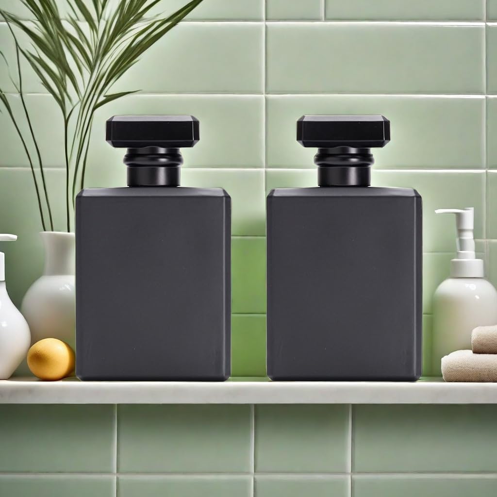 Yorror 2 Pack Black Glass Perfume Atomizer,100Ml Empty Refillable Perfume Spray Bottle For Men And Women,Portable Fragrance Fine