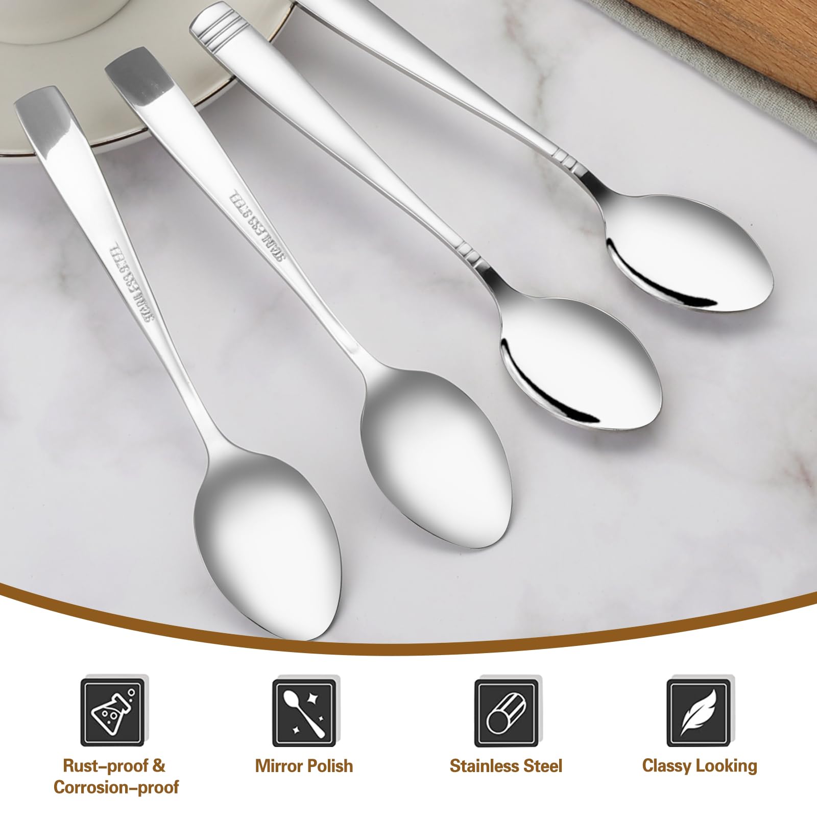 Cand 16-Piece Stainless Steel Teaspoons, Small Mixing Spoons, 5.9 Inches