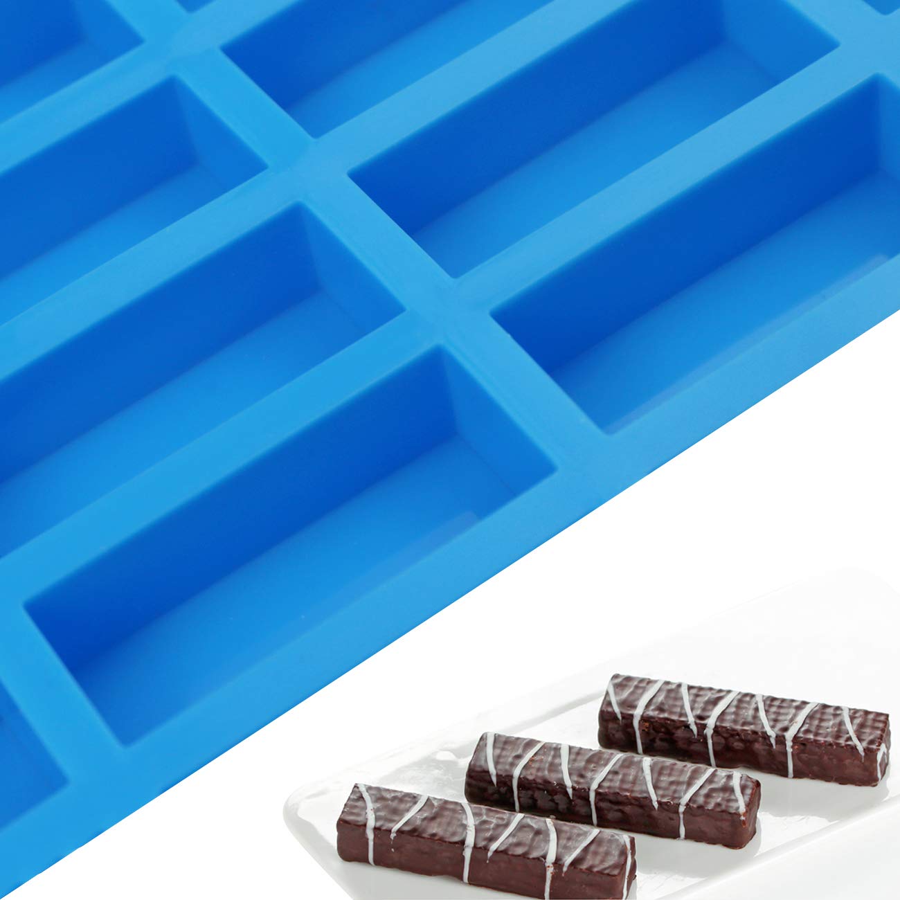 Mity Rain 2 Pack 40 Cavity Narrow Rectangle Silicone Caramel Candy Molds Chocolate Bar Mold For Truffles, Ganache, Jelly, Pralin