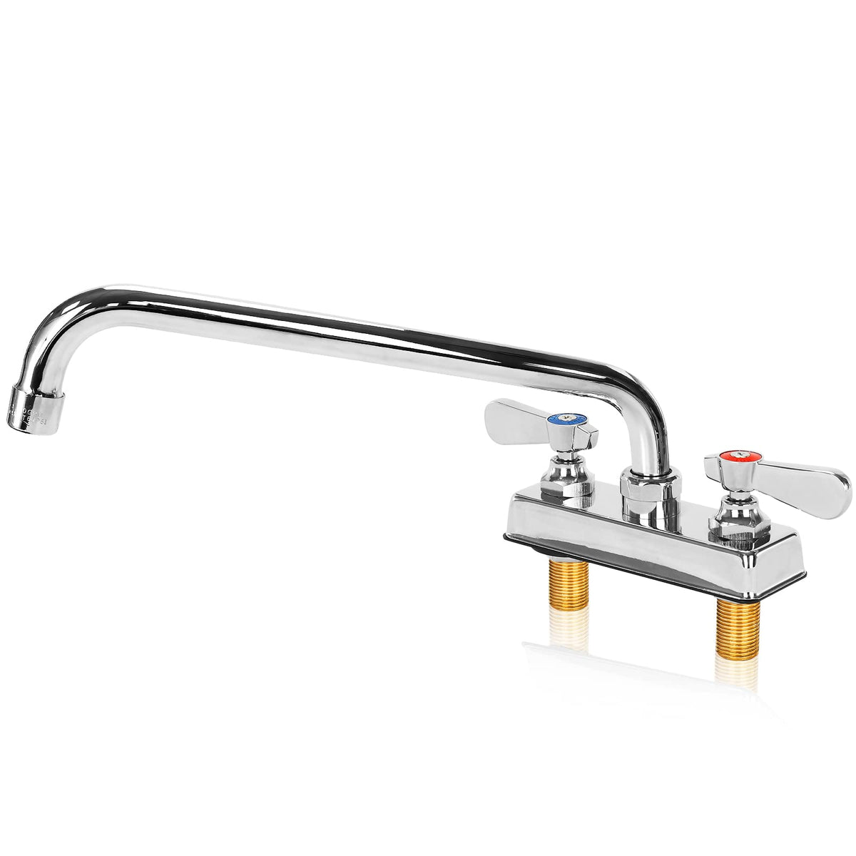 Commercial Bar Sink Faucet 4 Inch Center Deck Mount Bar Sink Faucet 2 Hole Brass Constructed & Chrome Polished With 12'' Swivel