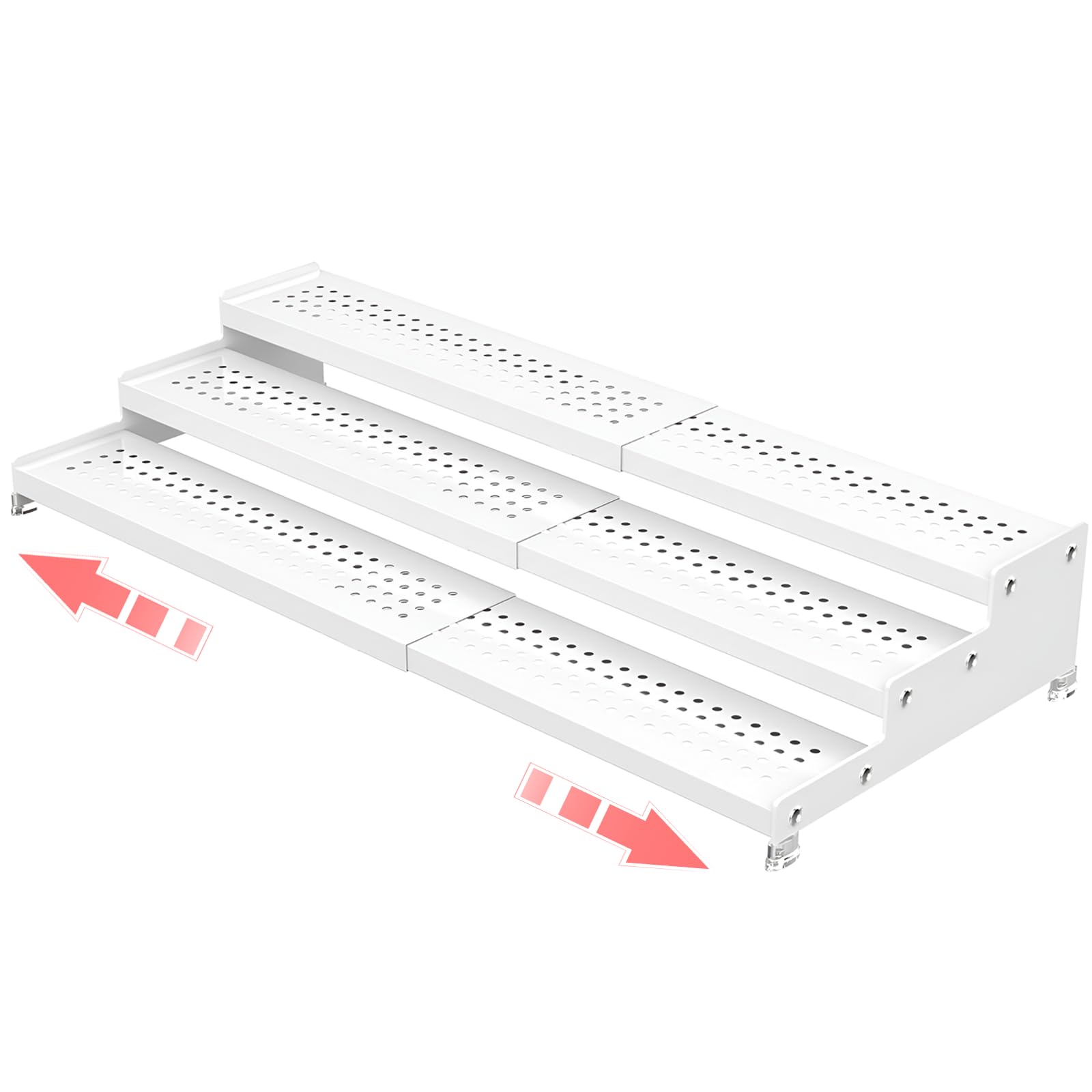 Sylrceo Expandable 3Tier Metal Spice Rack, Heavy Duty Kitchen Step Shelf Organizer for Cabinet, Pantry & Countertop, NonSlip S