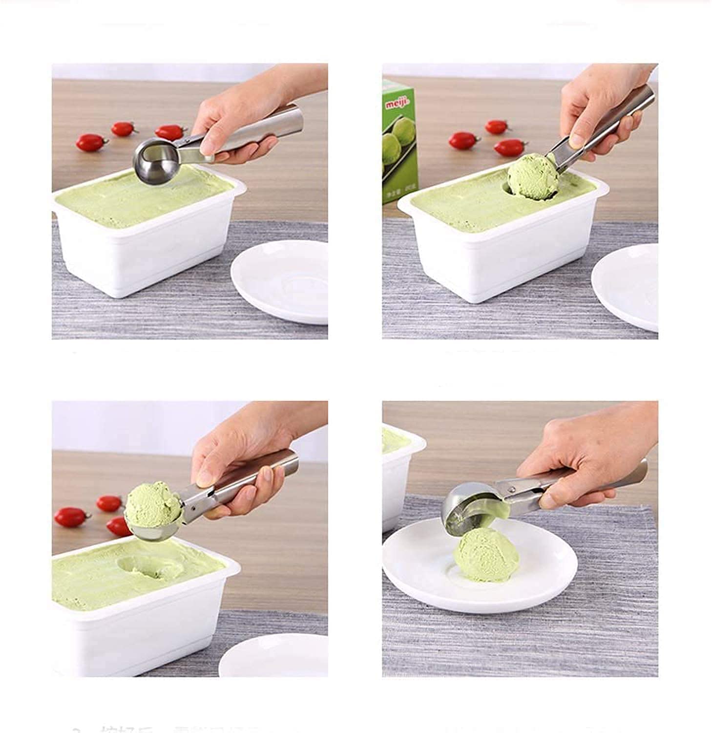 Sakoraware Stainless Steel Easy Trigger Ice Cream Scoop Scooper Serving Spoon Big Size, Multifunctional, Silver, 1 Pc 'Others''