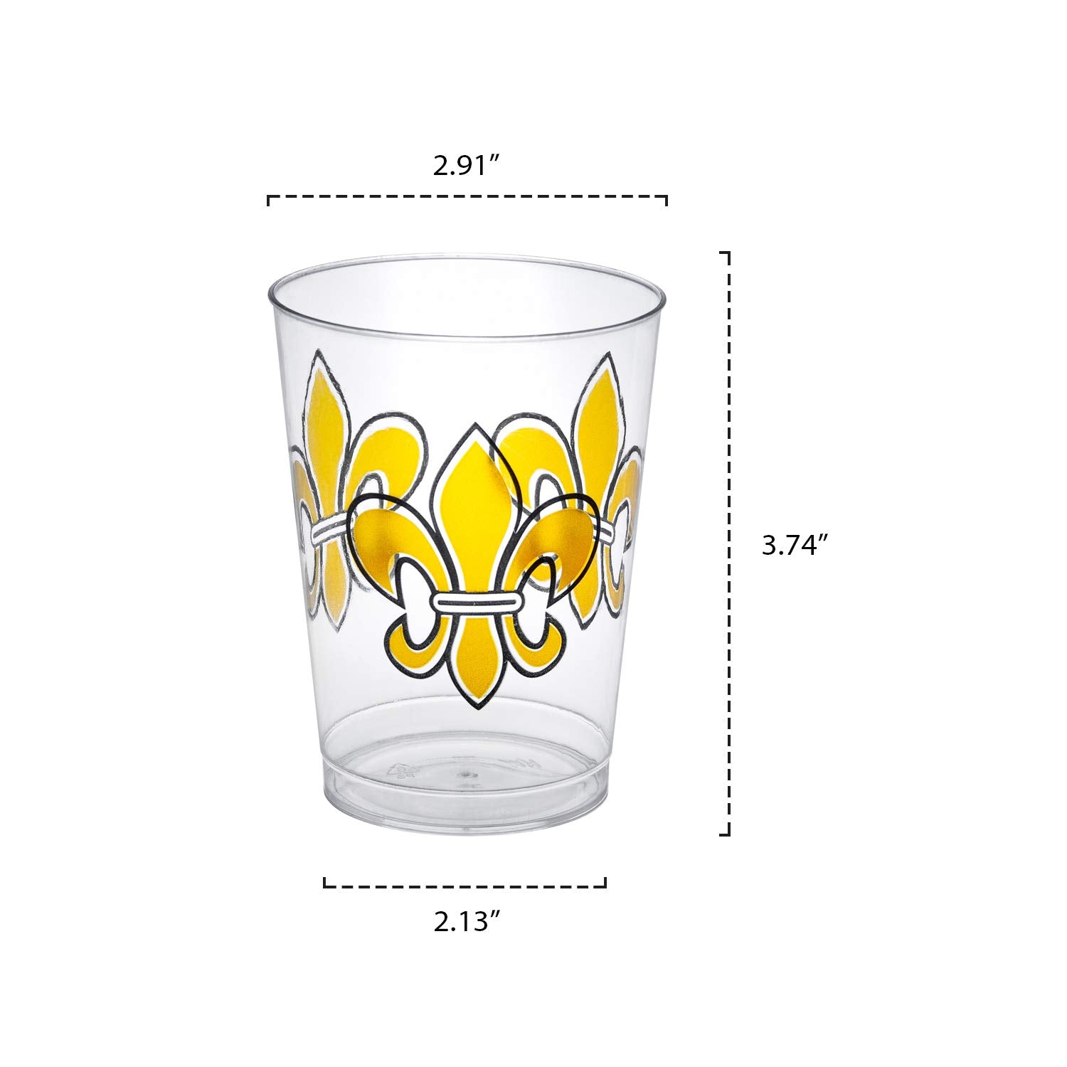 Party Essentials 20-Count Printed Hard Plastic 10 Oz Tumblers/, Fleur De Lis Cups, Clear