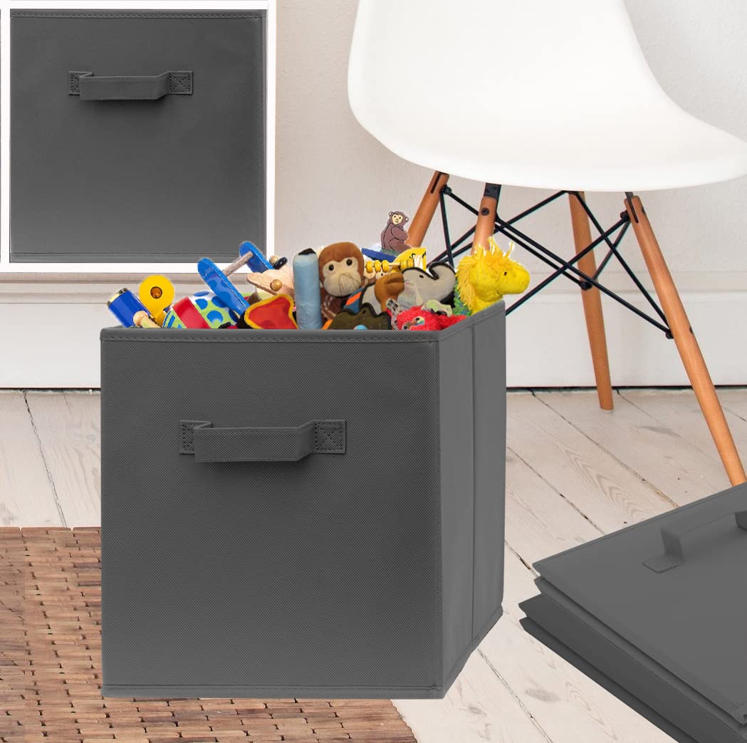 Pomatree Fabric Storage Cubes - 8 Pack - Cube Storage Organizer Bins | Handles On Both Sides | Foldable Cube Storage Bin For Hom