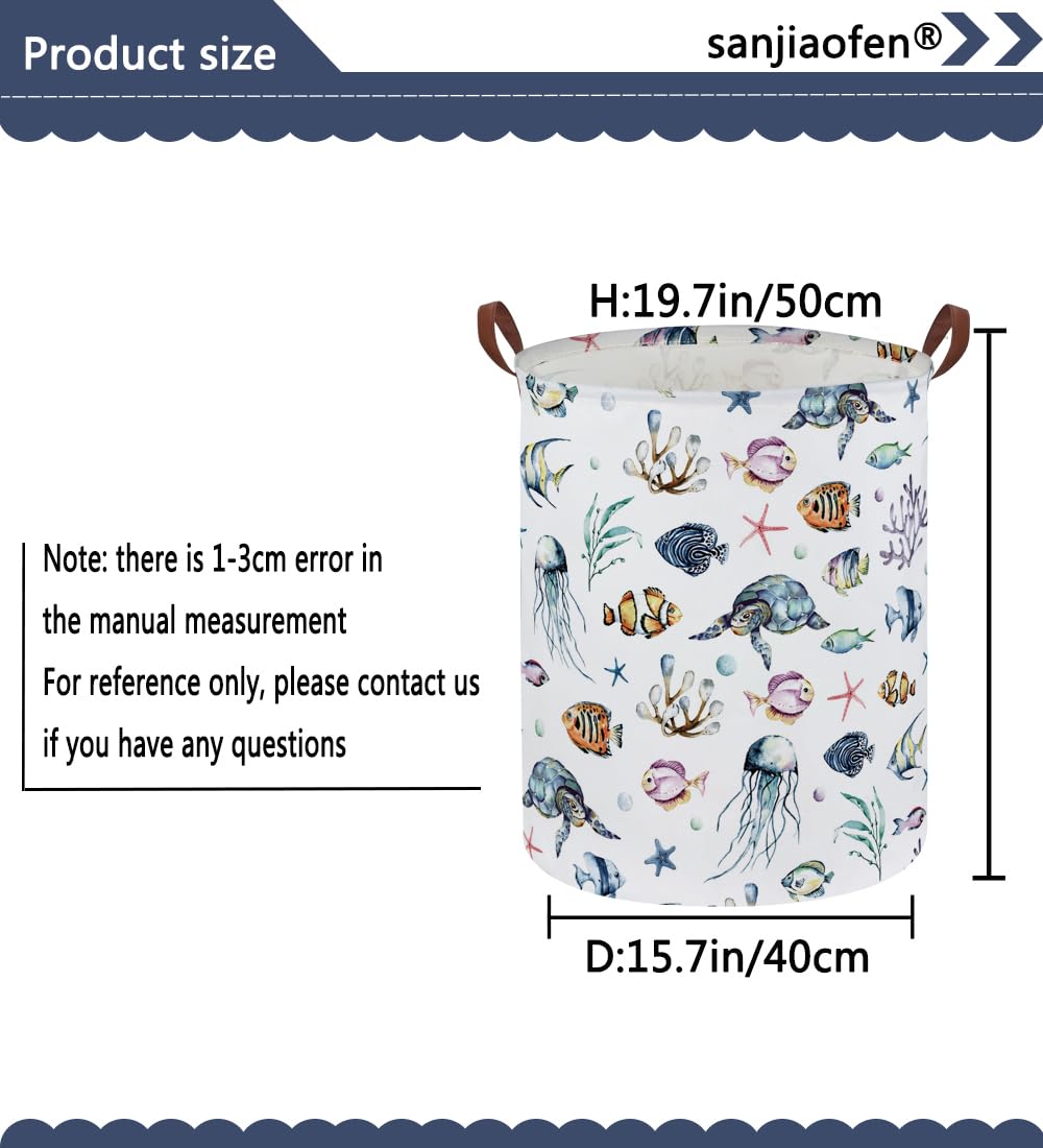 Sanjiaofen Kids Laundry Hamper,Ocean Laundry Basket Collapsible Boys And Girls Storage Baskets For Home Decor,Office,Toy Organiz