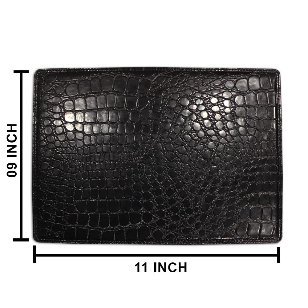 Faux Leather Placemats For Dinner Table - Pack Of 4 (Black (Crocodile))