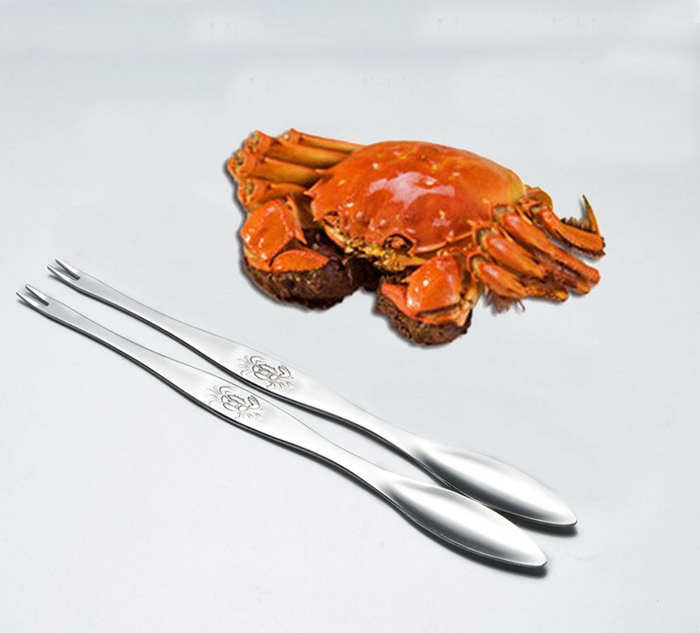 Akoak 6 Pcs Seafood Tools,Double Headed 304 Stainless Steel Fork And Spoon For Crab And Lobster