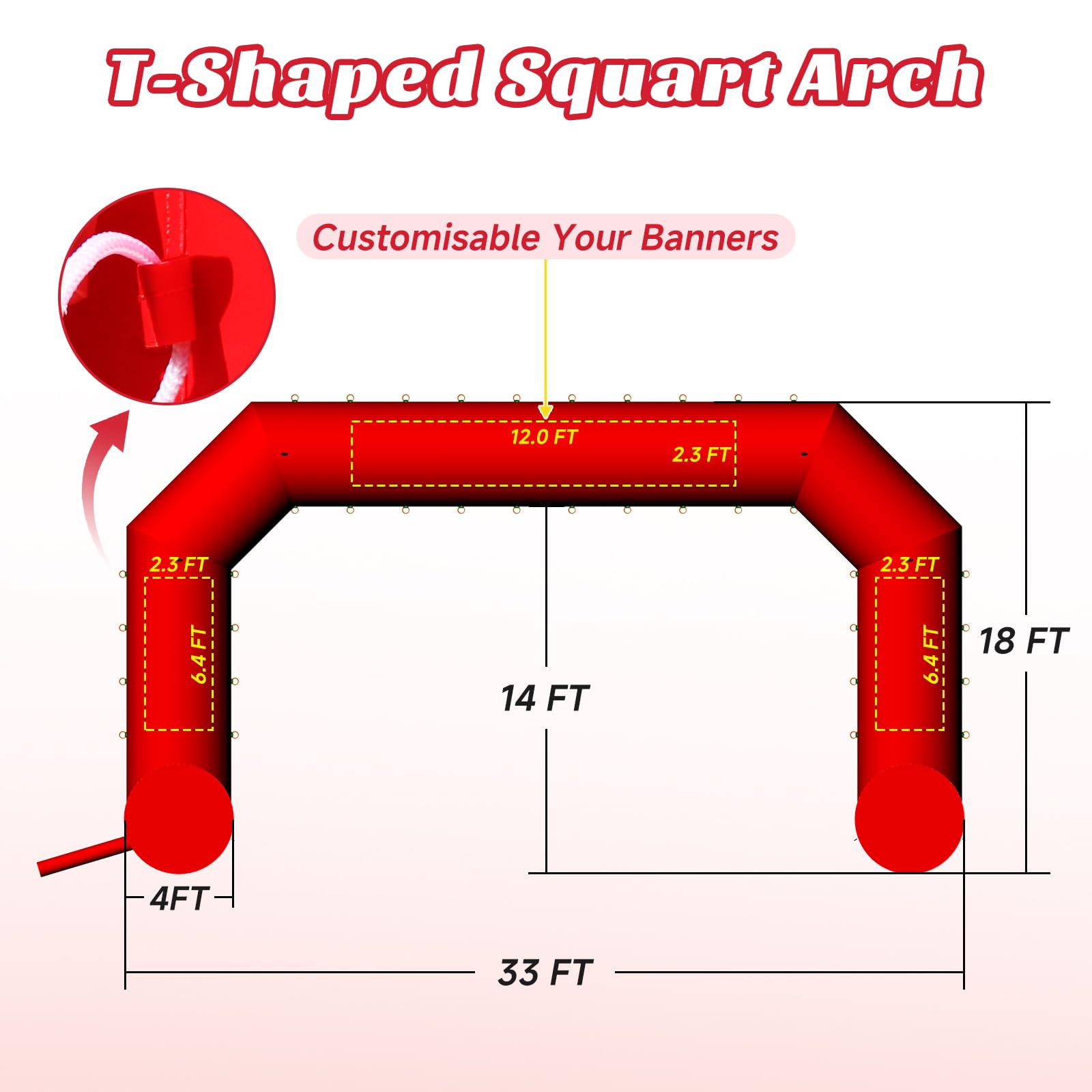 Cinnliy 33Ft Inflatable Archway,Red Inflatable Start and Finish Arch Outdoor,Sport Blow up Arch Inflatable for Race Outdoor Spor
