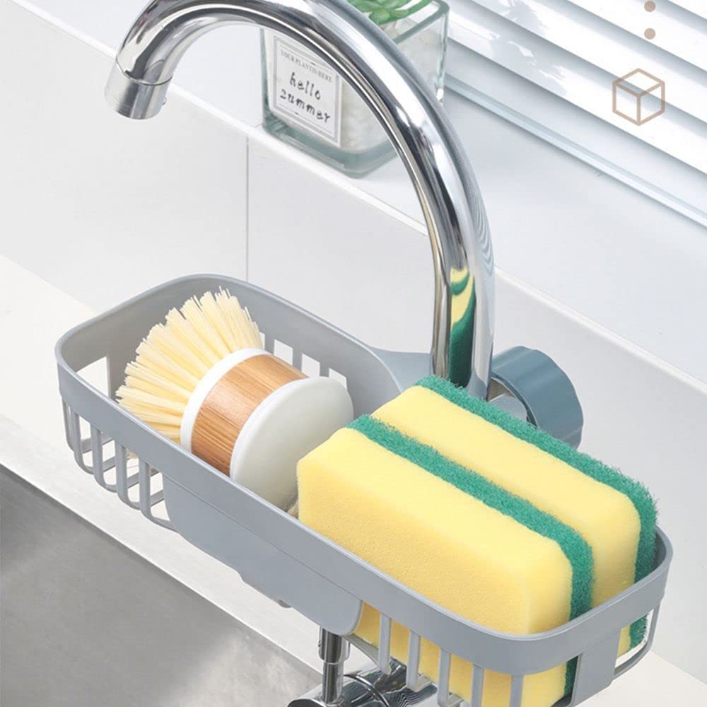 Gion Plastic Sink Caddy Organizer, Tap Organiser Clip Storage Rack, Home Kitchen Faucet Shelf SnapOn Faucet Rack Drain Rack For