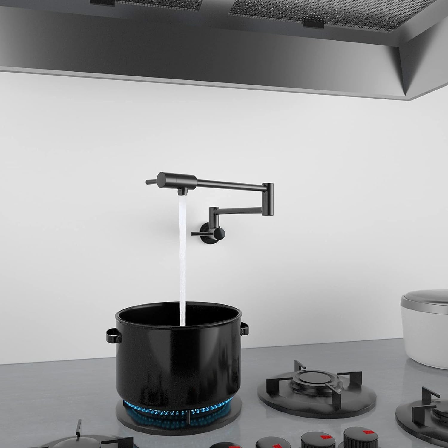 Imlezon Pot Filler Faucet Stainless Steel Commercial Wall Mount Kitchen Sink Faucet Folding Stretchable With Single Hole Two Han