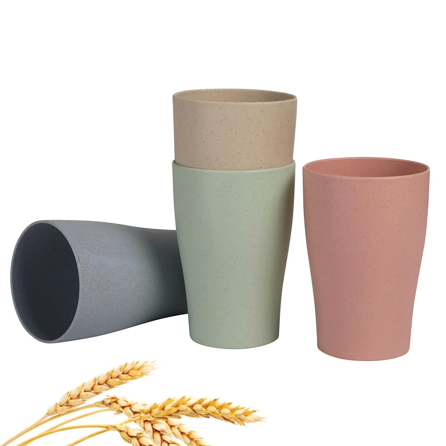 Wanby Wheat Straw Cup 4 Pcs Unbreakable And Reusable Drinking Cups Eco-Friendly Healthy Tumbler Set For Milk Juice And Water Dis