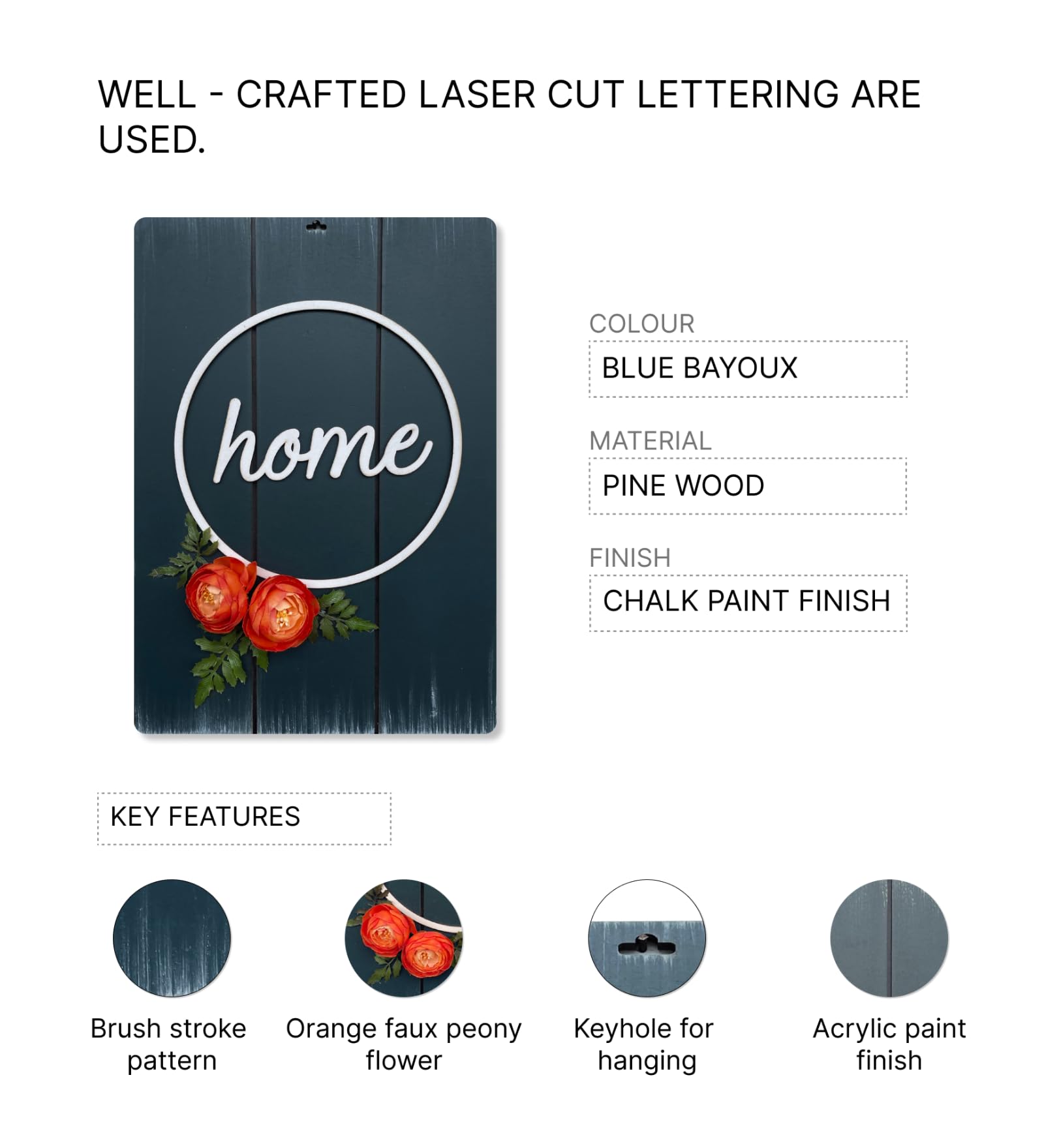 Chalk My Theme Home Rectangular Rustic Blue Wall Art