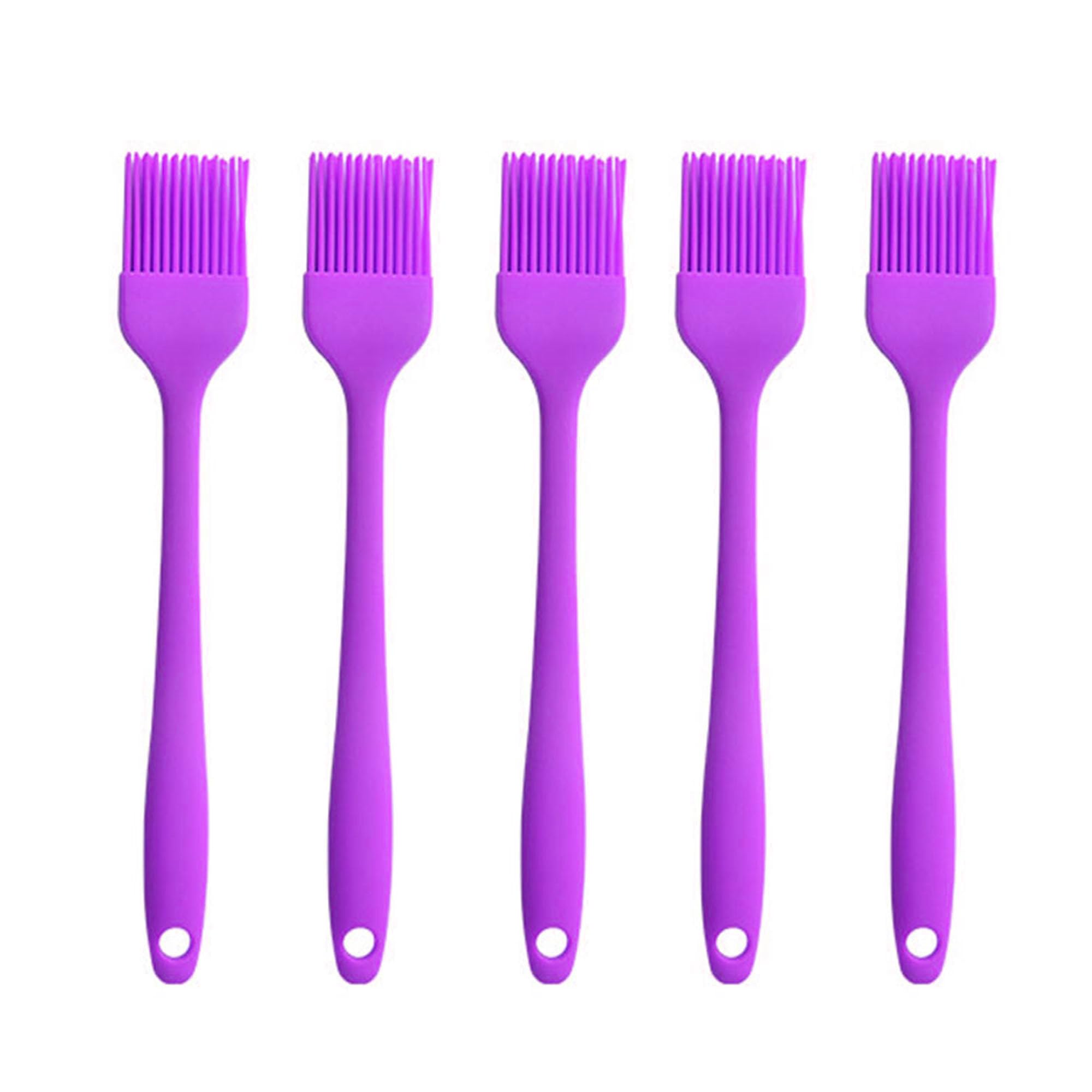 Silicone brush, Oil Brush for BBQ Kitchen Cooking Baking and Grilling(5 PCS,Purple)
