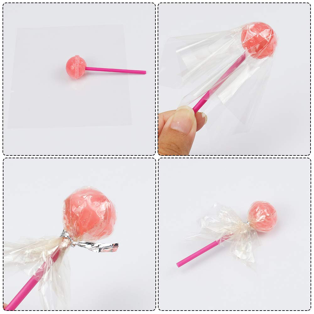 Juome 1000 Sheets Candy Wrappers Clear Cellophane Wrap Roll 5X5 Inches Candy Caramel And Chocolate Wrapper For Treats, Lollipop,