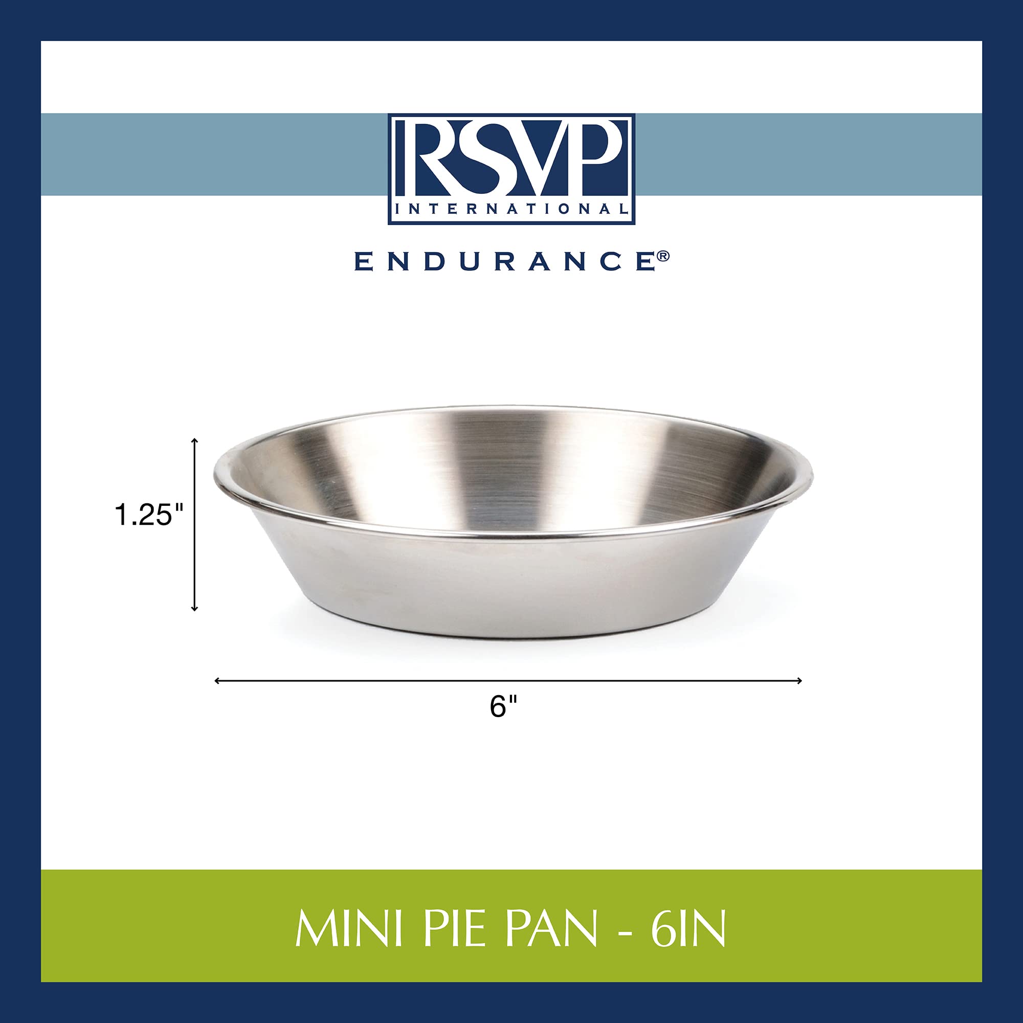 Rsvp International Endurance Kitchen Collection Pastry Baking Accessories, Mini Pie Pan, Stainless Steel