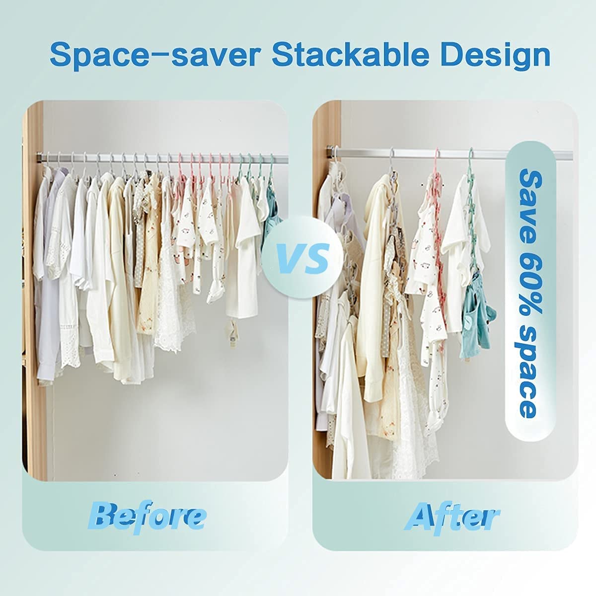 HGZYE Baby Hangers for Closet 20pcs 11-14'' Kid Hanger for Nursery  Adjustable Infant Cloth Hanger for 0-18yrs Girl Boy  Plastic Newborn Coat Hanger  Non-Slip Child Pant Rack for Toddler  Blue & White
