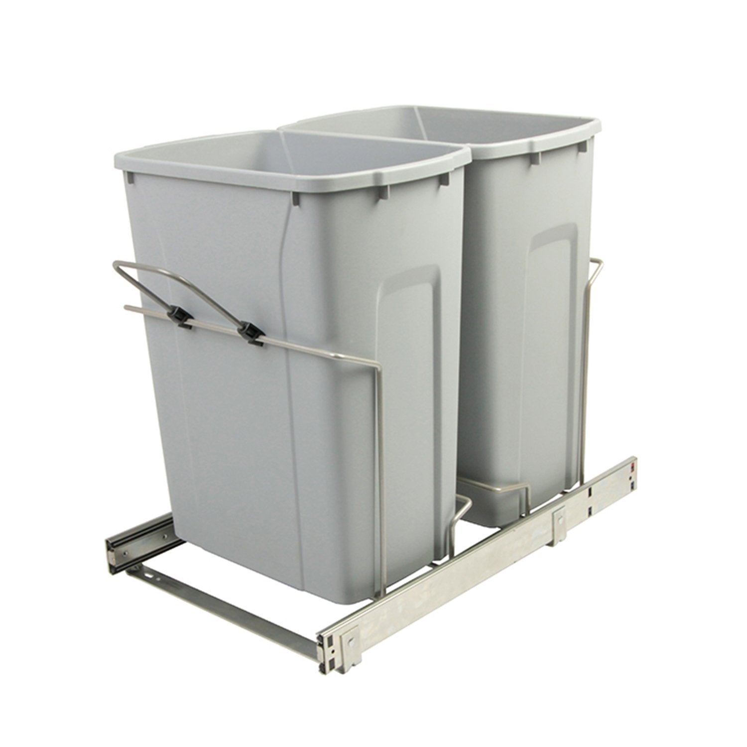 Knape & Vogt Scb15-2-35Pt 14.375 Inch X 22 Inch X 18.75 Inch 35 Qt. In-Cabinet Double Soft-Close Bottom-Mount Pull-Out Trash Can