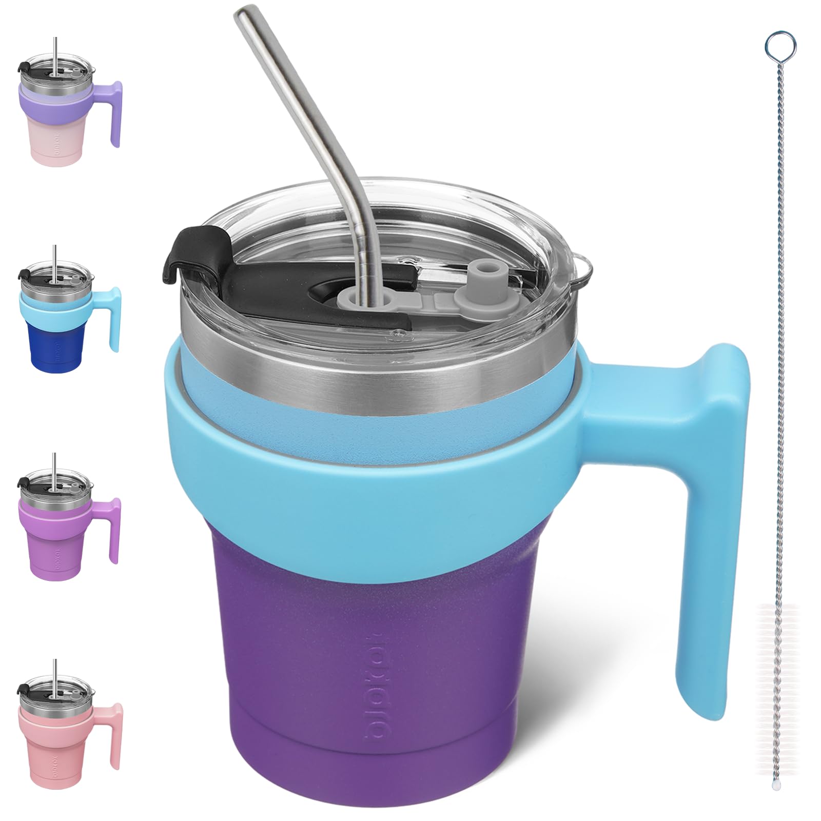 Bjpkpk Tumbler With Handle 10Oz Stainless Steel Insulated Tumbler With Lid And Straw For Water Or Ice Coffee,Ocean Dream