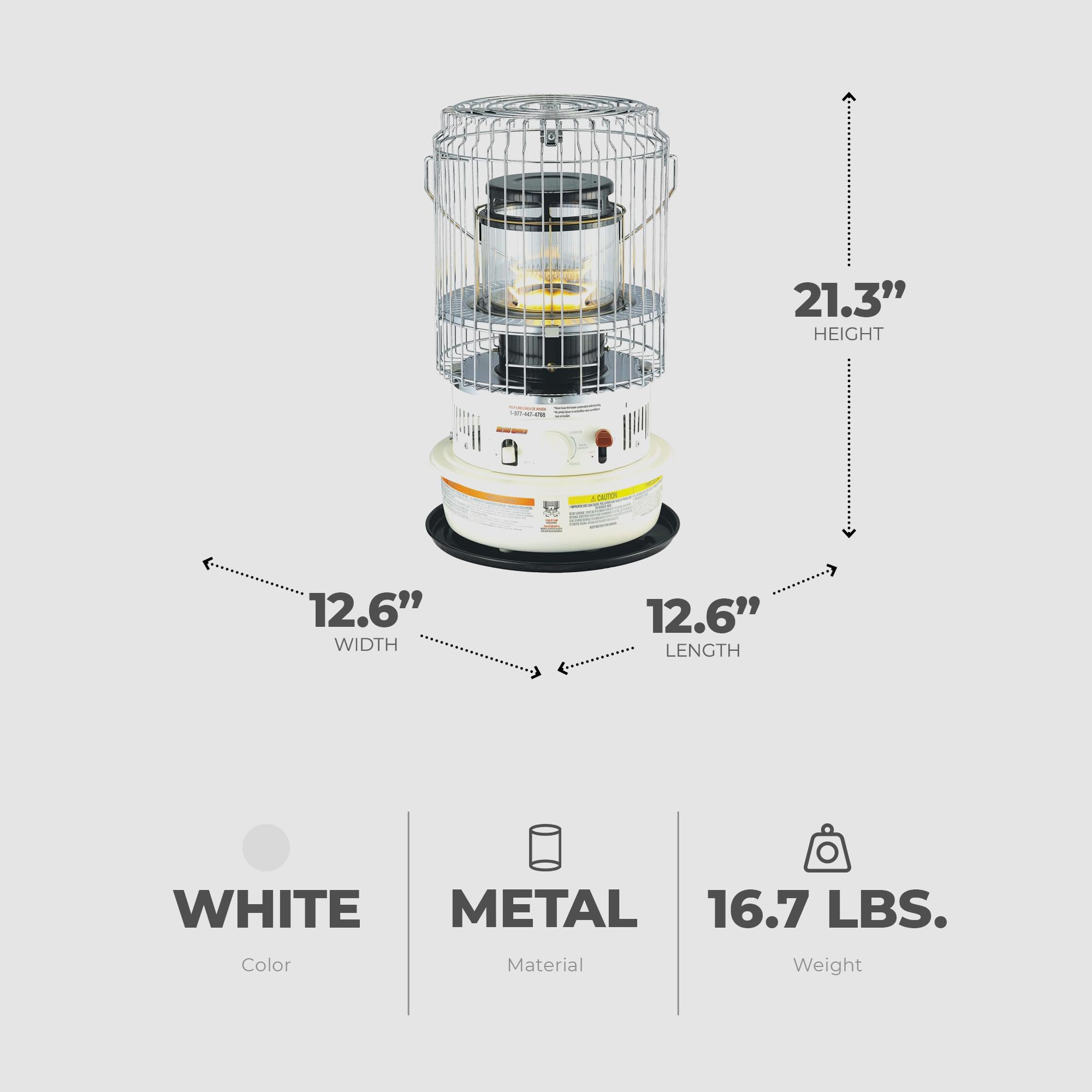 World Marketing Of America Kw-12 Kero-World Compact Convection Style Kerosene Wick Heater, 10500 Btu