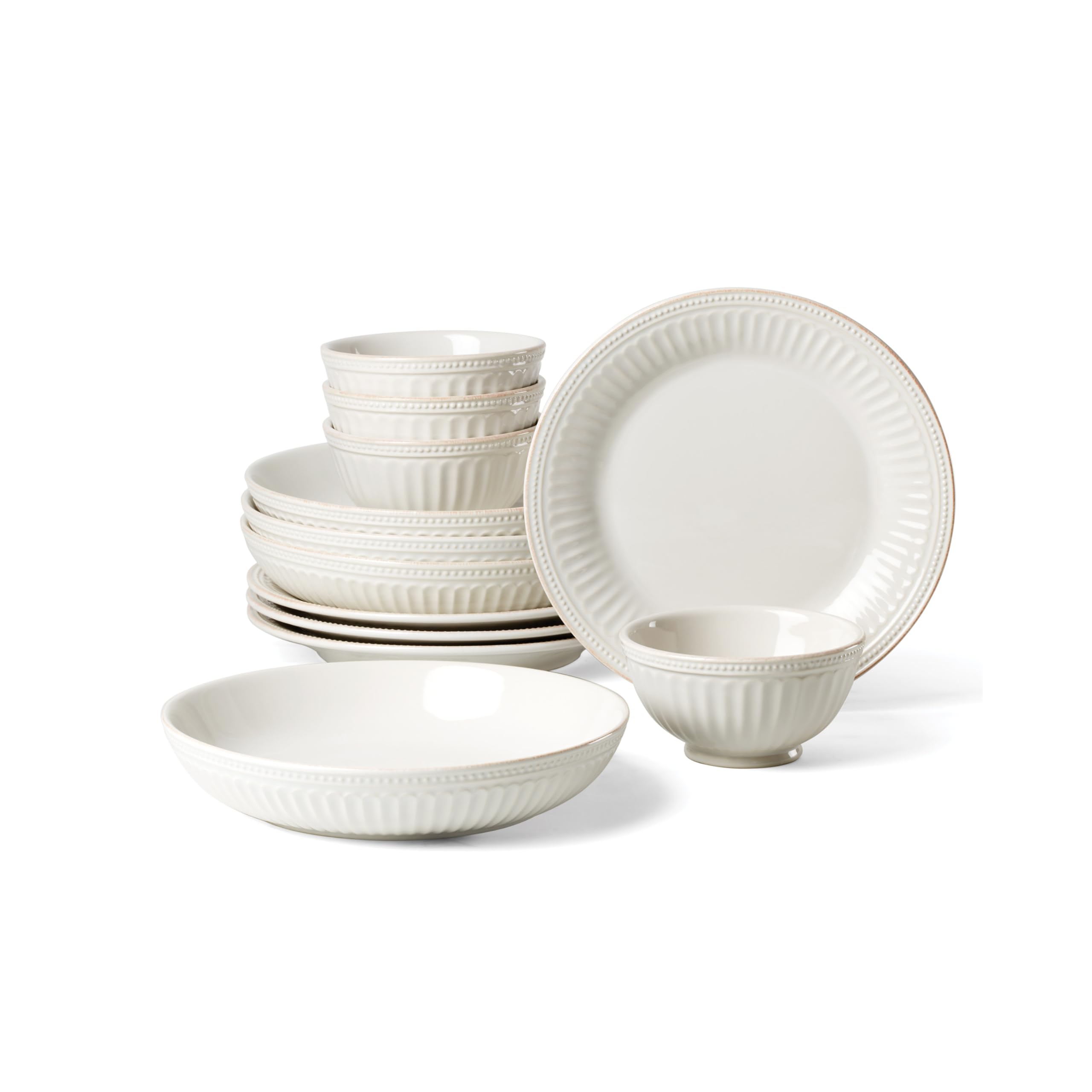 Lenox 897388 French Perle Groove 12-Piece Dinnerware Set, Service For 4