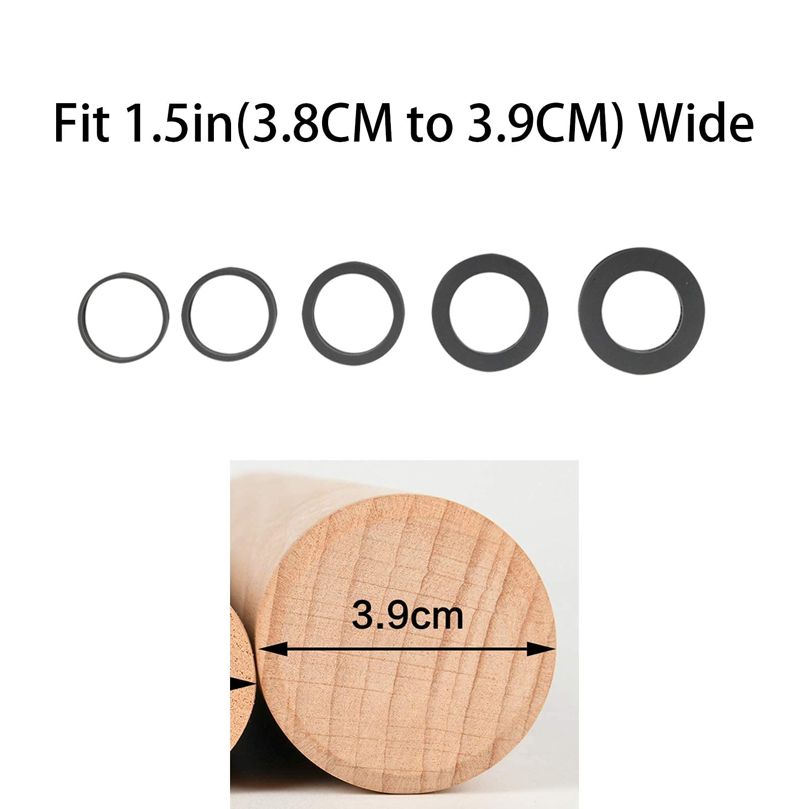Folksy Super Kitchen Silicone Guide Rings for Rolling Pin - 10 Piece Set, 1.5 inches, Silver Spacer Bands for Baking Dough