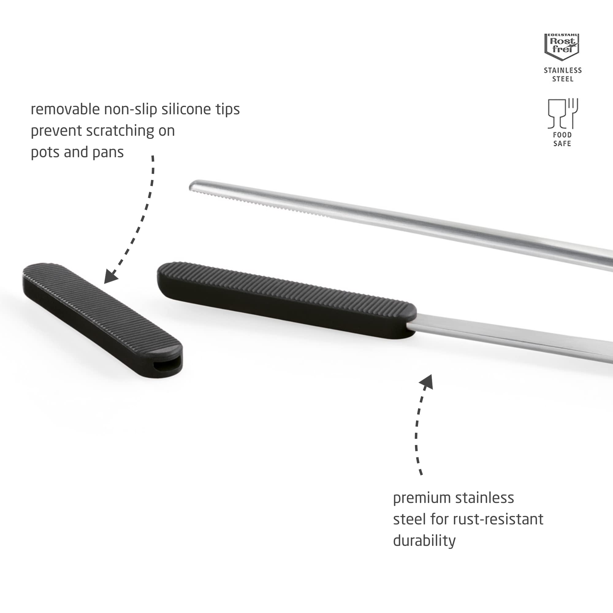 Triangle Barbecue Tweezers With Black Silicone Tips - 30 Cm - Stainless Steel Culinary Tweezers For Precise Grilling, Plating &