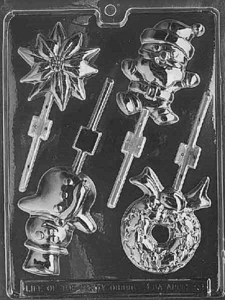 Grandmama'S Goodies C039 Assorted Christmas Lollipop Snowman Santa Wreath Snowflake Chocolate Candy Soap Mold With Exclusive Mol