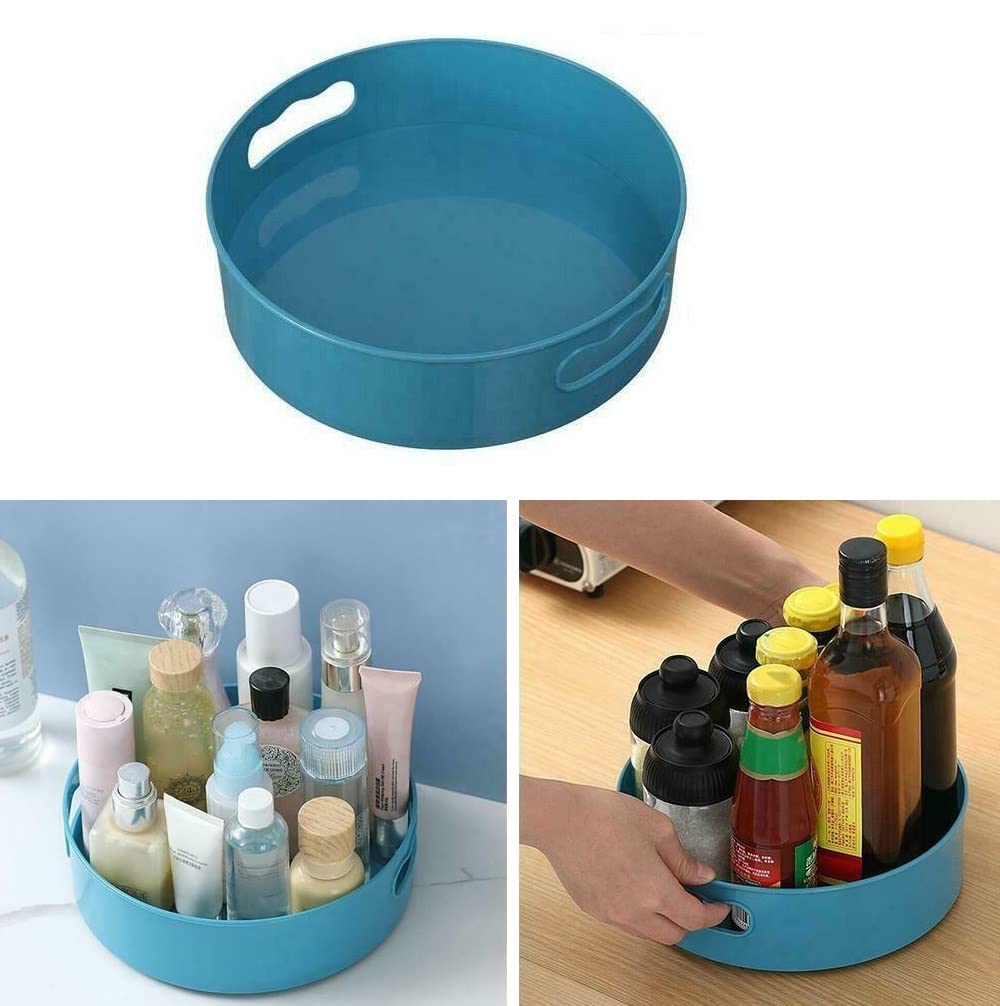 Favhome 360 Degree Rotating Tray  Revolving NonSlip Spice Rack, Kitchen Cabinet Organizer, Makeup & Bathroom Shelf  Easy Reac