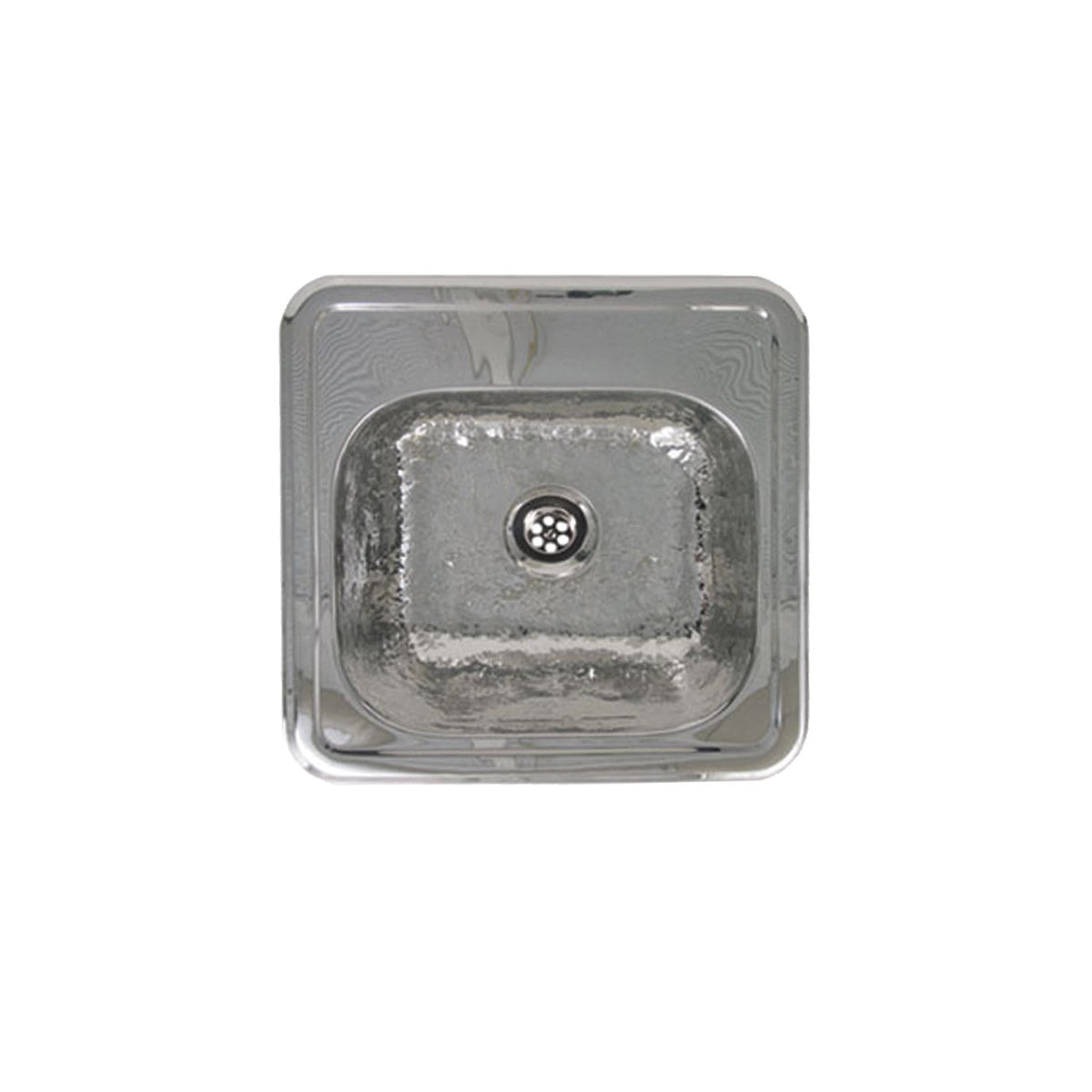 Whitehaus Wh692Abb-Hass Square 15-Inch Drop-In Bar Sink With A Hammered Texture Bowl And Mirrored Ledge, Hammered Stainless Stee