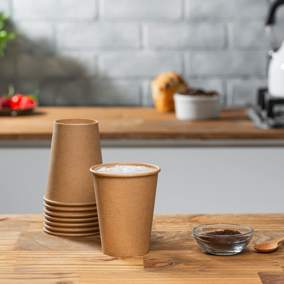 Comfy Package Gusto [12 Oz. - 300 Pack] Kraft Paper Hot Coffee Cups - Unbleached (Formerly