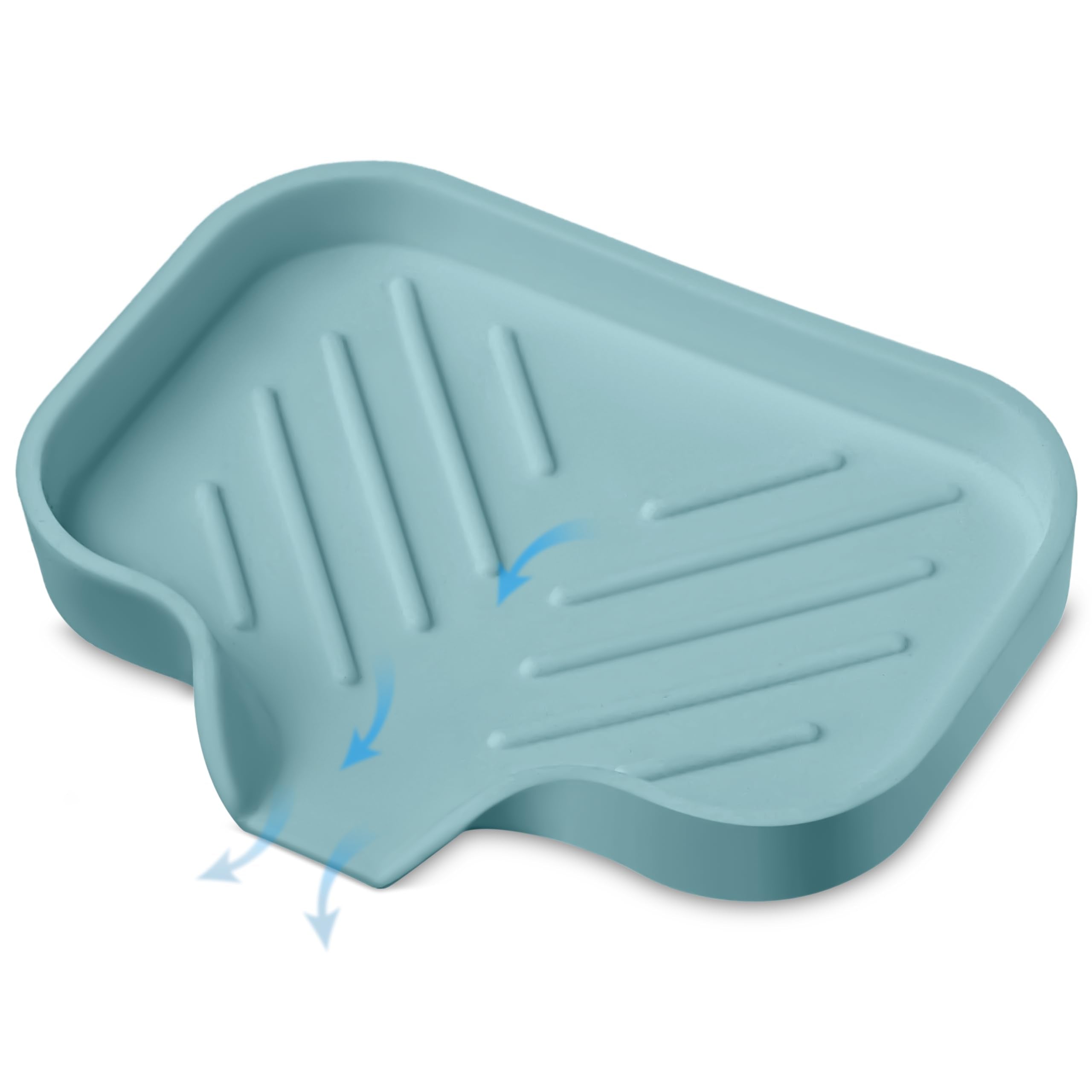 Light Green Silicone Soap Dish Tray, Self Draining Soap Holder For Bar Soap, Silicone Soap Tray With Drainage, Soap Dishes For B