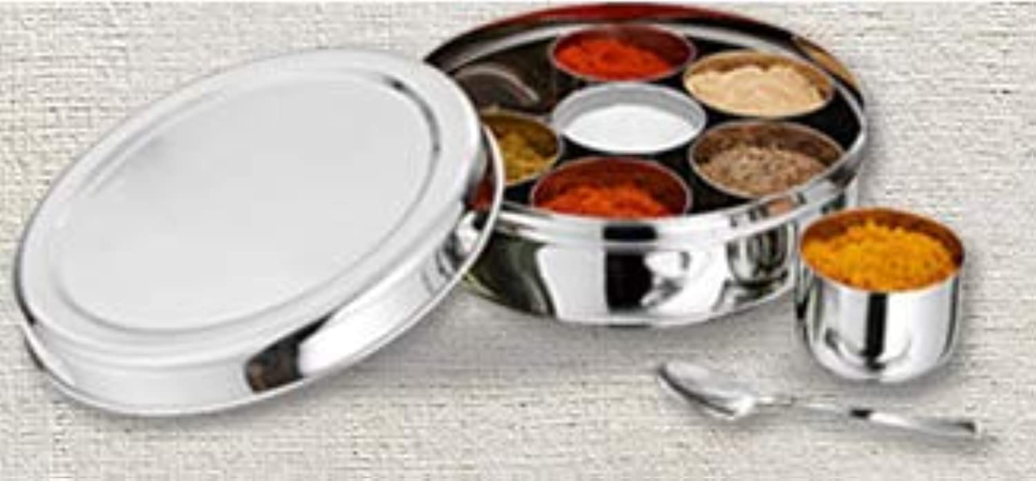 SHREESHANAIK Stainless Steel Masala Box,Stainless Steel Masala Dabba, Stainless Steel Spice Container, Indian Kitchen Spice Box