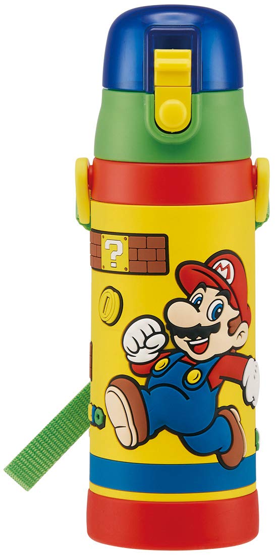 Skater SDPV5A Childrens Stainless Steel Water Bottle, Direct Drinking, 16.2 fl oz (480 ml), Super Mario, Kidfriendly Lightwei